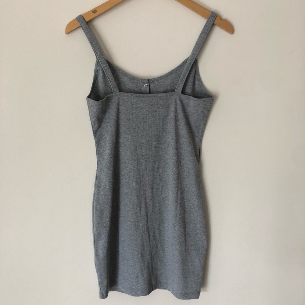 PacSun Light Gray Ribbed Button-Front Mini Dress - Picture 6 of 7